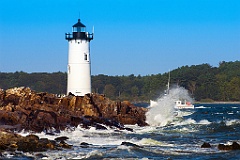 Portsmouth Harbor Light Guides Fishing Boat in Raging Surf